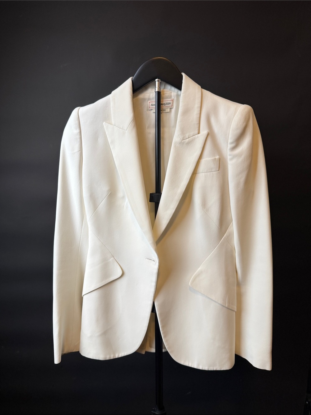 Alexander McQueen Ivory Single-Button Tailored Blazer